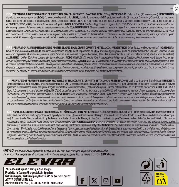 ELEVRA Pro Isolate Proteína 2Kg