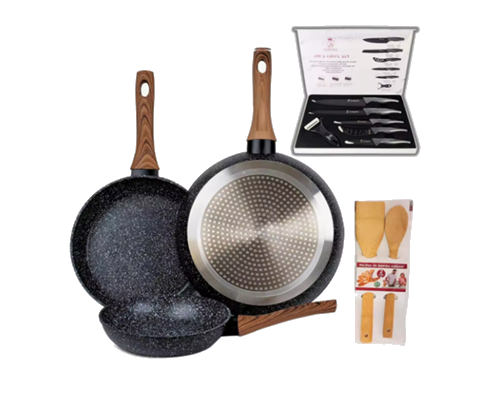 Set de 3 Sartenes y cuchillos