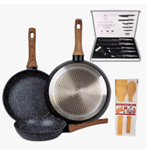 Set de 3 Sartenes y cuchillos