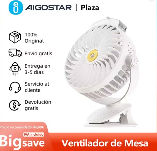 Ventilador de Mesa Pequeño 3 en 1 AIGOSTAR