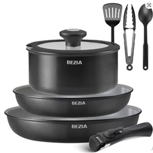 BEZIA Juego de sartenes con mango extraíble