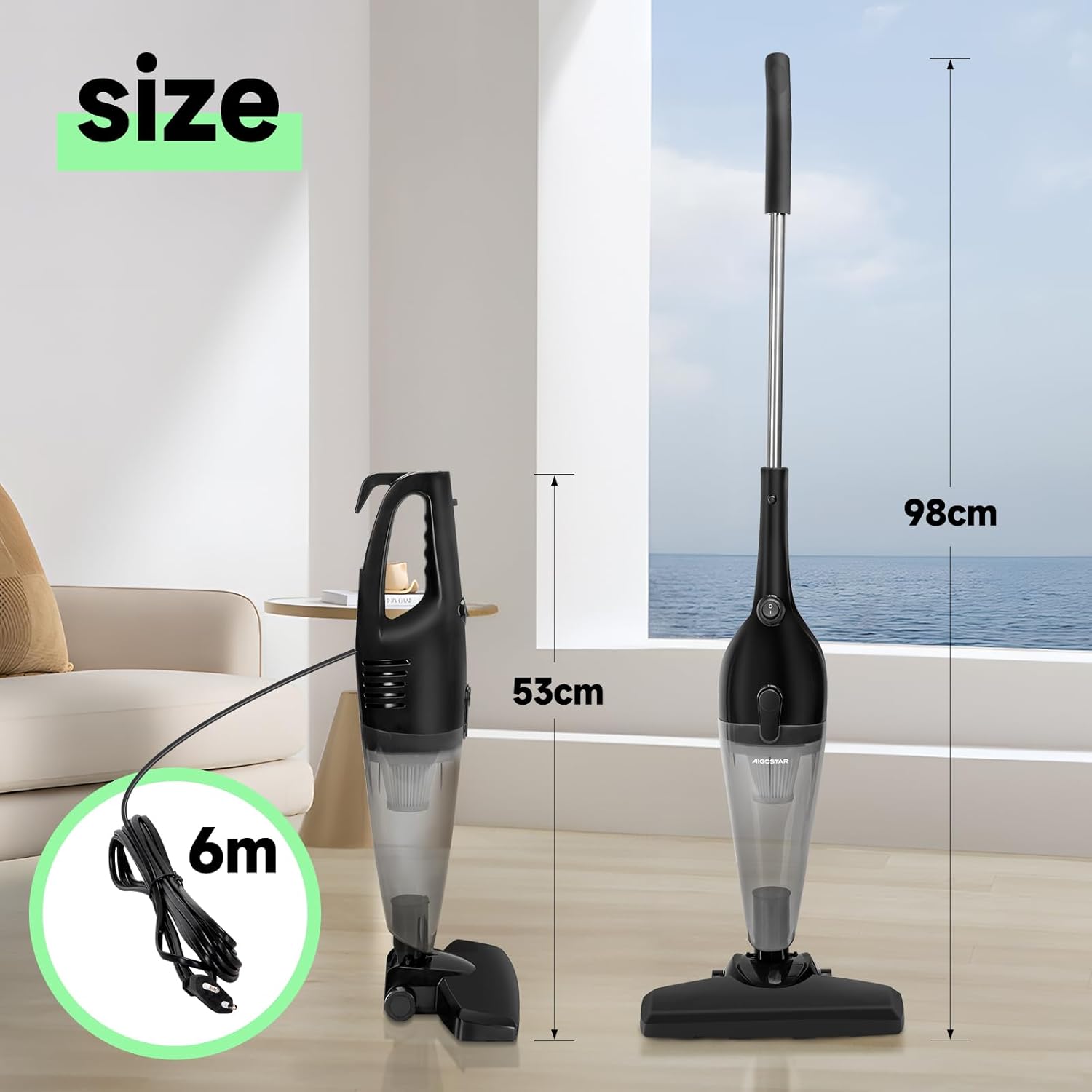 AIGOSTAR Aspiradora Vertical 4 en 1