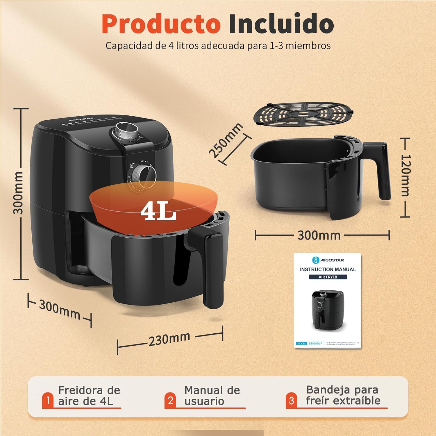 FREIDORA DE AIRE Aigostar 4l
