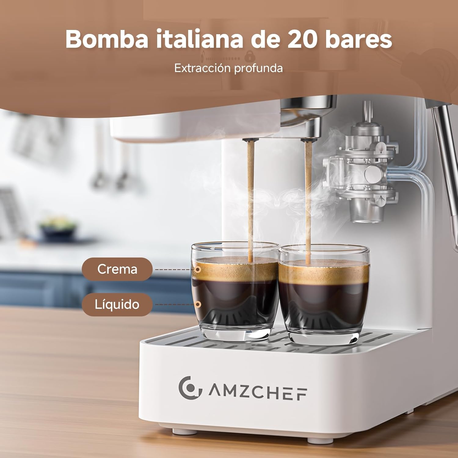 AMZCHEF Cafetera Espresso 1.5L