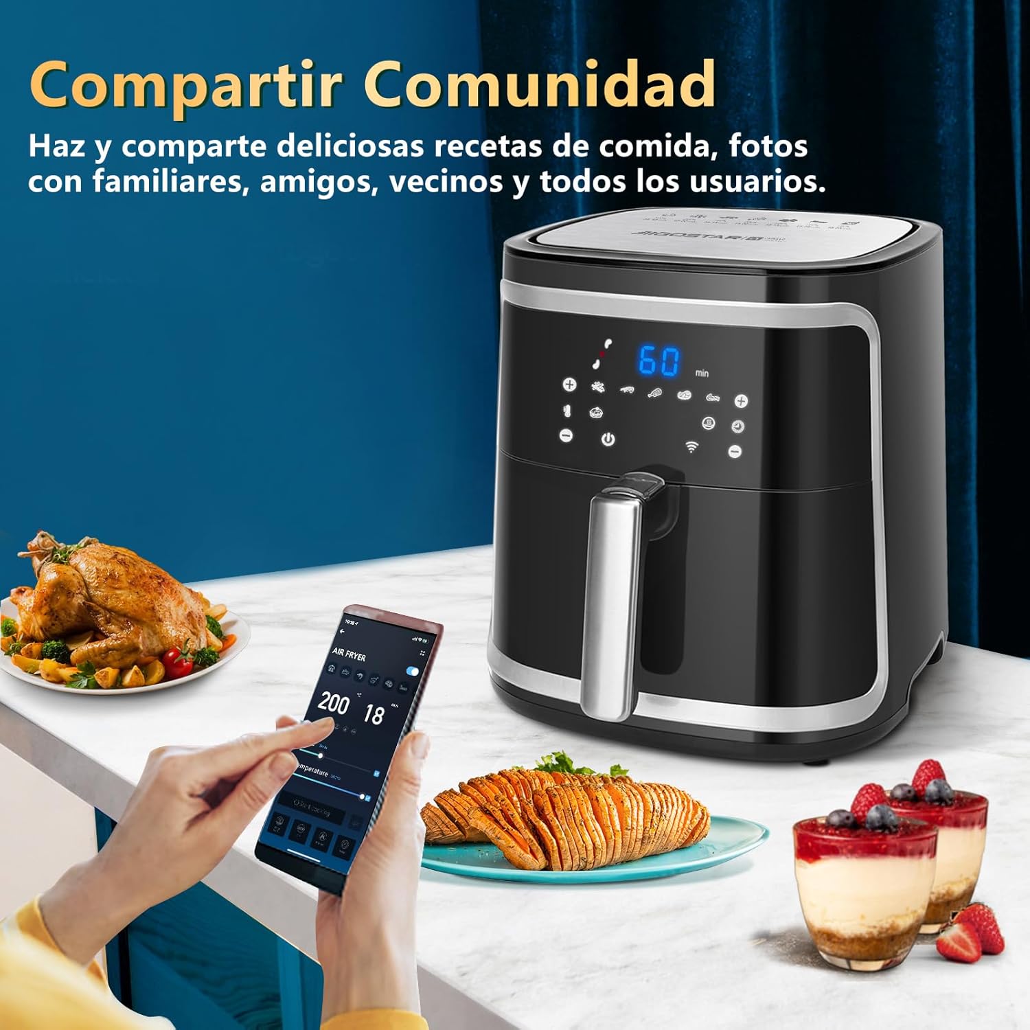 AIGOSTAR Freidora de Aire sin Aceite 7L