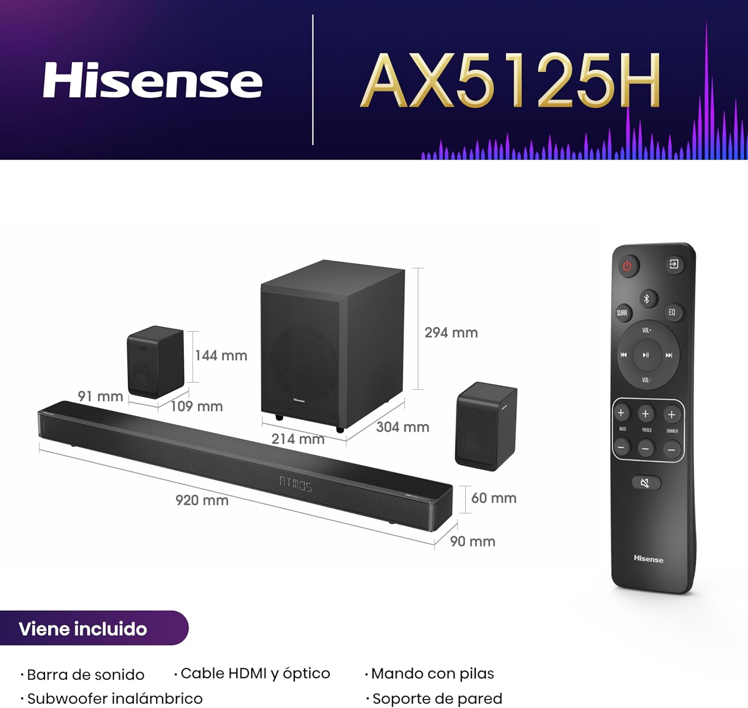 Barra de Sonido Hisense AX5125H 