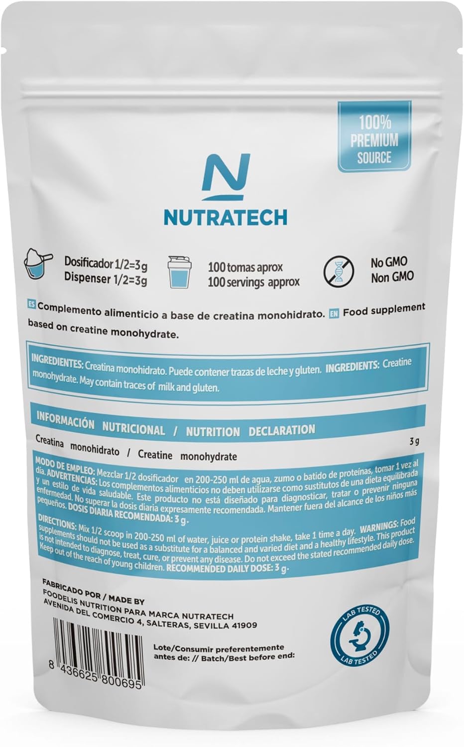 100% creatina monohidrato Nutratech