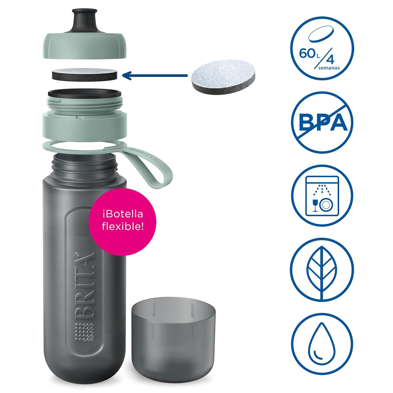 BRITA Botella deportiva con filtro de agua