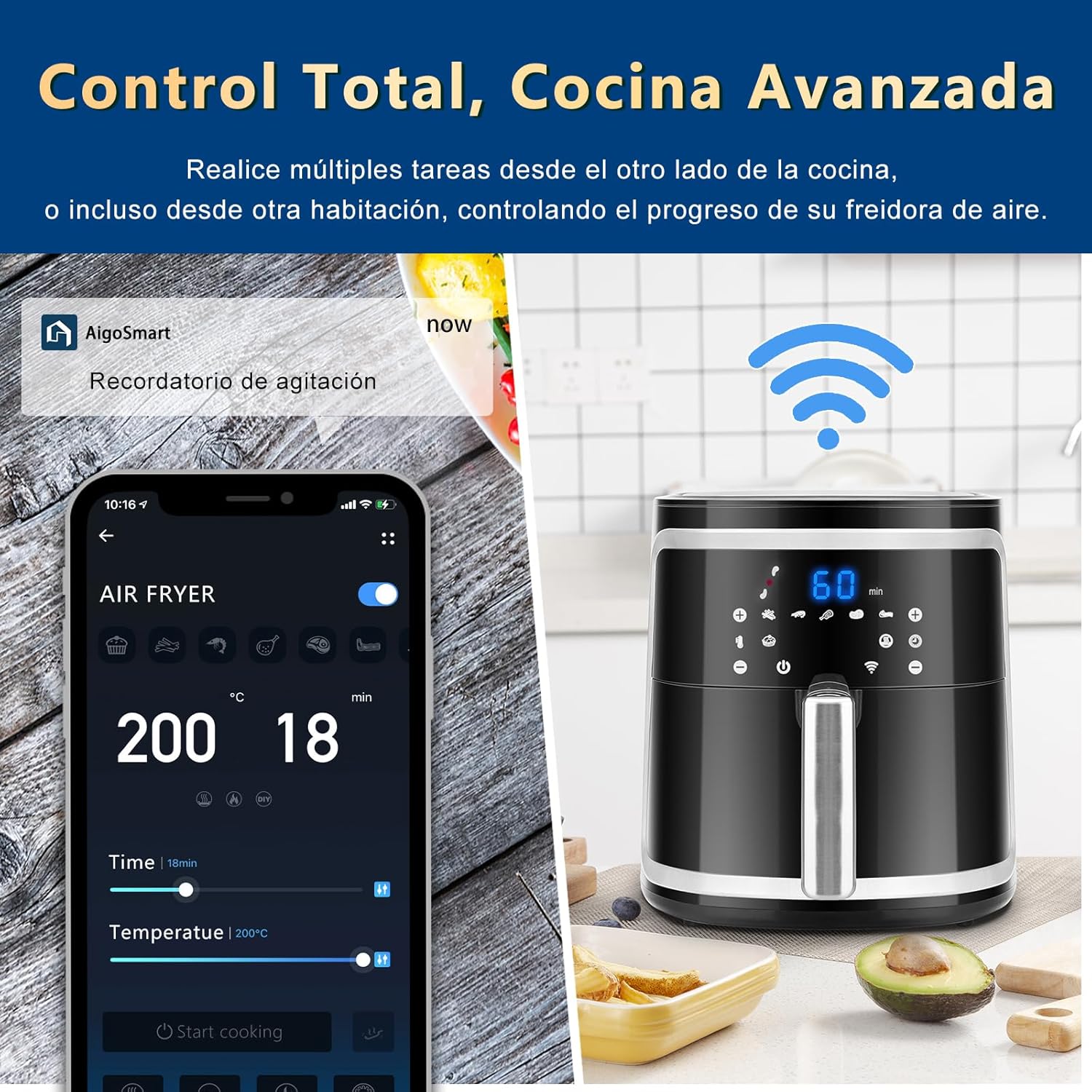 AIGOSTAR Freidora de Aire sin Aceite 7L