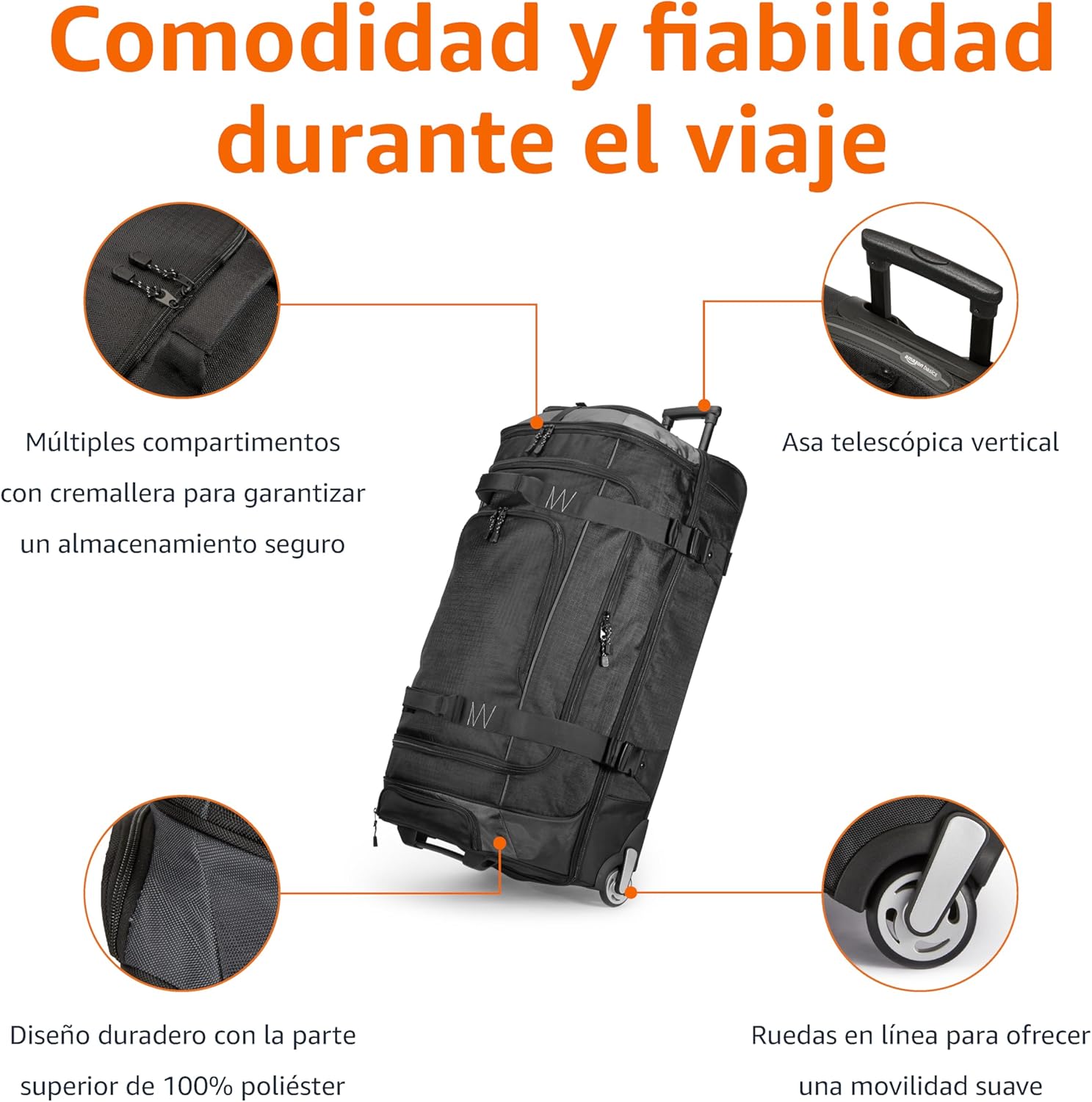Amazon Basics Bolsa de Viaje con Ruedas