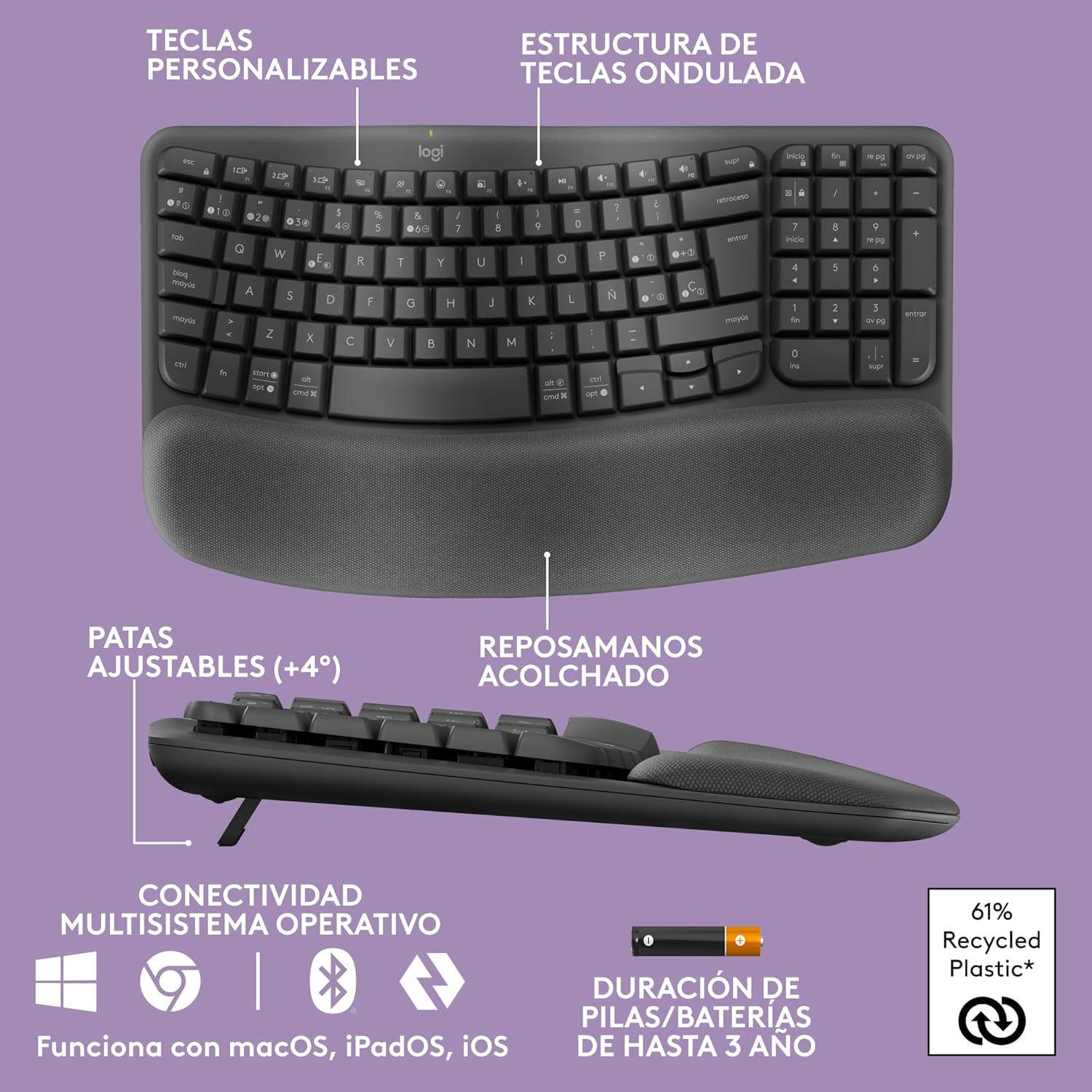 Teclado ergonómico Logitech Wave