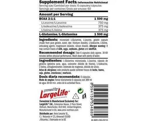 AMIX BCAA GLUTAMINA 360 CÁPSULAS port