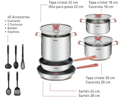 Juego de sartenes y ollas TEFAL