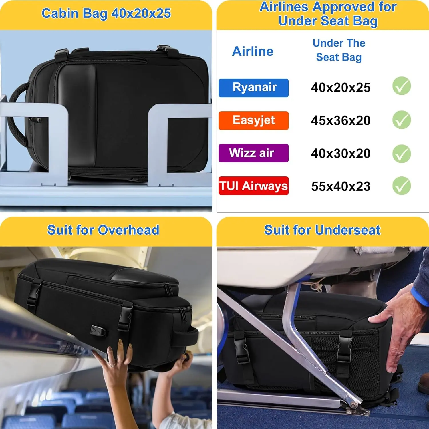 Mochila de viaje avión Ezuola