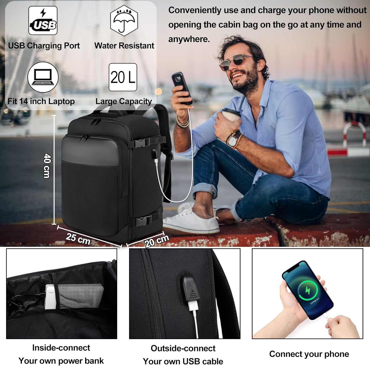 Mochila de viaje avión Ezuola